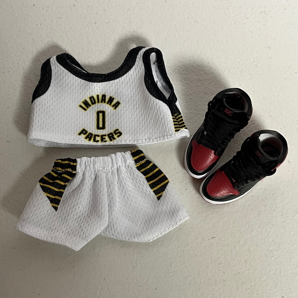 Indiana Pacers 0 Jersey Sneakers 3 Piece Outfit For Labubu Basketball Black